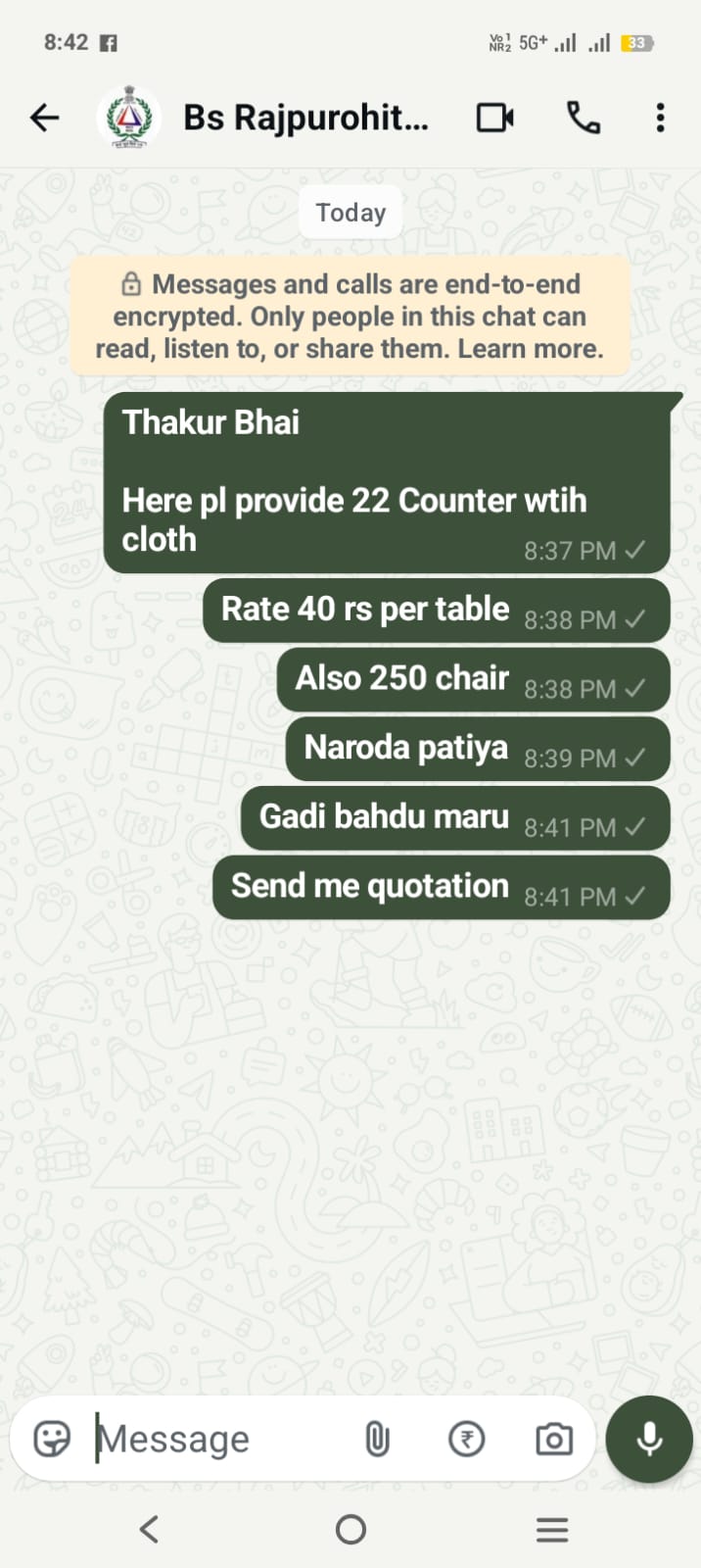 Ahmedabad aa Party 40 counter ane. 5 rs chair app 